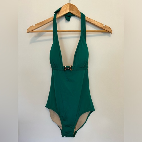 MSRP $105! NWT - J. Crew Emerald Green One Piece Swimsuit - Adj. Halter - Picture 13 of 13